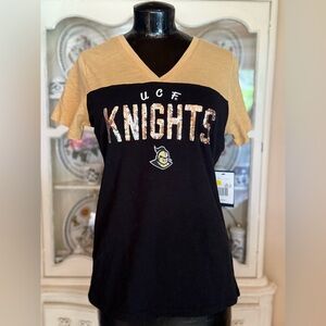 NWT UCF Knights Sparkle - Black and Gold Short Sleeve Top Size Small